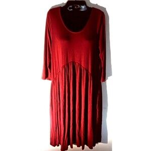 Agnes & Dora Dress With Pockets Burgandy Maroon Size XS Scoop Neck 3/4 Sleeve
